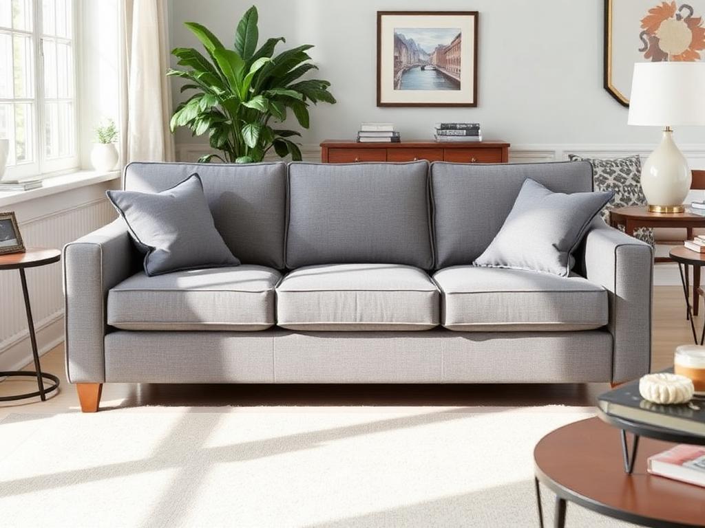 Gray 3-seat sofa — smoke free home, delivery available